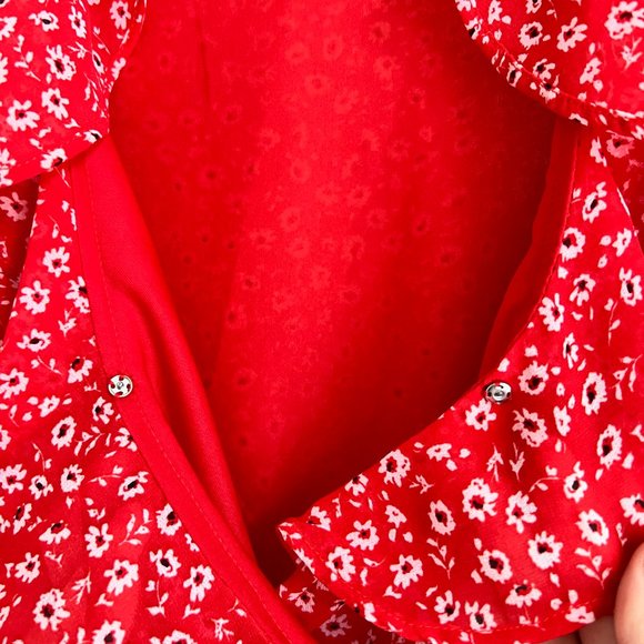 DIVIDED Floral Red Dress - Picture 6 of 8
